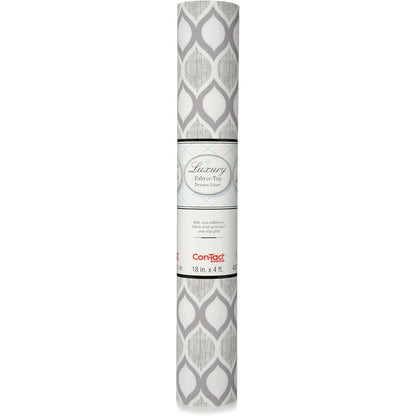 Con-Tact Brand Luxury Fabric Liners, Non-Adhesive Drawer and Shelf Liner, Multi-Functional Protective Liner, 18" x 4', Savoire Pale Gray, Pack of 1 Roll