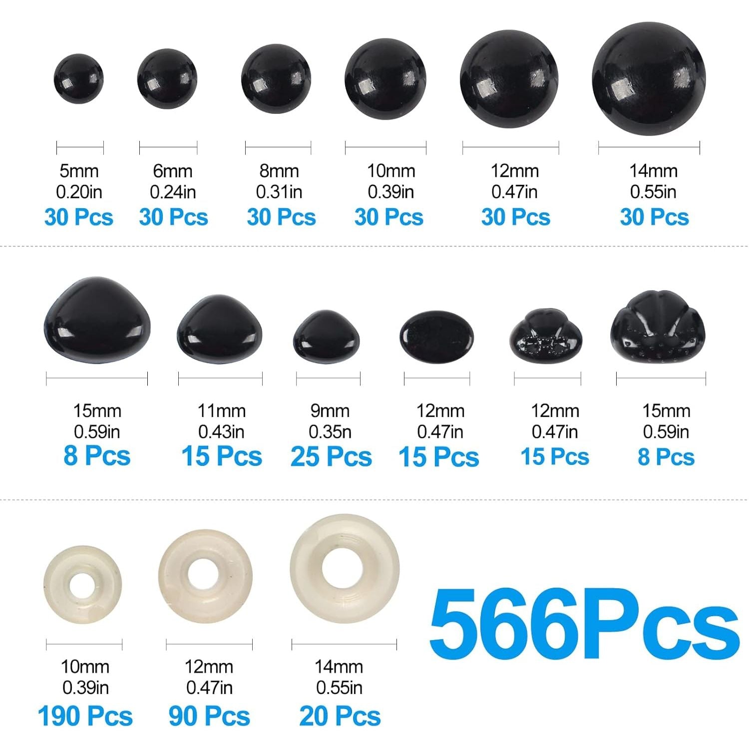 Buy now Yexixsr 566PCS Safety Eyes and Noses for Amigurumi, Stuffed Crochet Eyes with Washers, Craft Doll Eyes and Nose for Teddy Bear, Crochet Toy, Stuffed Doll and Plush Animal (Various Sizes) at indiglob india