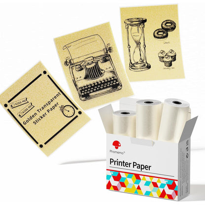 Phomemo White Self-Adhesive Thermal Paper, Glossy Printable Sticker Paper Label for Phomemo M02/M02 Pro/M02S/P2S/M03/M04S Mini Sticker Printer, 50mm x 3.5m, Diameter 28mm, 3-Rolls, Image Time 2 Years