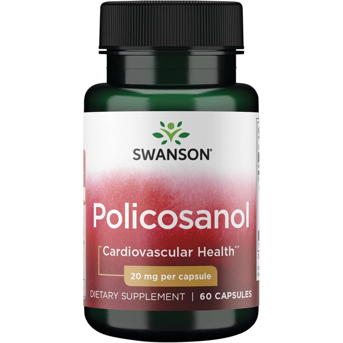 Swanson Policosanol - Supplement Helps Support Cardiovascular Health - All Natural Formula Aids Good Heart Health & Function - Helps Maintain Healthy Cholesterol Levels (60 Capsules, 20mg Each)