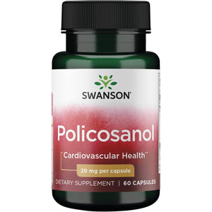 Swanson Policosanol - Supplement Helps Support Cardiovascular Health - All Natural Formula Aids Good Heart Health & Function - Helps Maintain Healthy Cholesterol Levels (60 Capsules, 20mg Each)