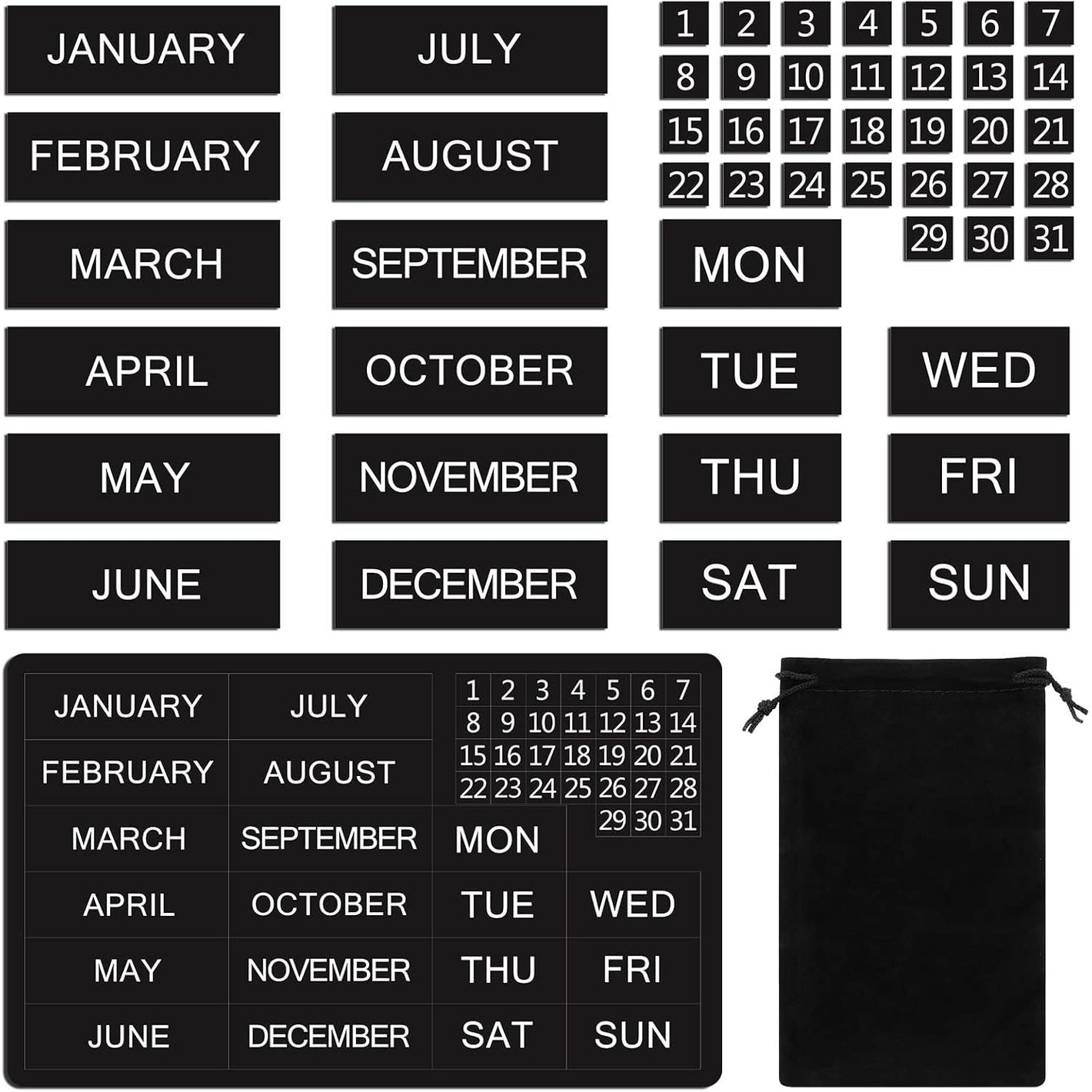 50 Pcs Calendar Magnet Numbers for Whiteboard and Refrigerator, Magnetic Days of The Week and Months Magnetic Calendar Dates Indicators for Office (10.4 x 6.7 Inch)