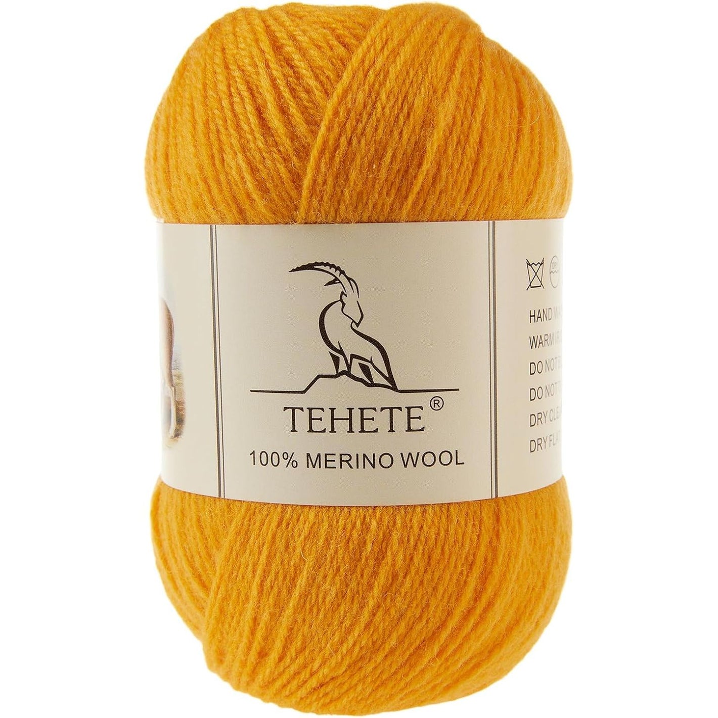 TEHETE 100% Merino Wool Yarn for Knitting 3-Ply Luxury Warm Soft Lightweight Crochet Yarn(Ginger,1Ball)