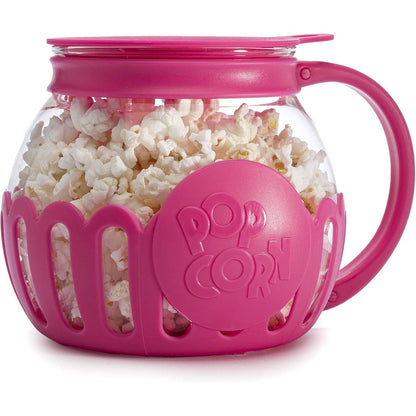 Ecolution Patented Micro-Pop Microwave Popcorn Popper with Temperature Safe Glass, 3-in-1 Lid Measures Kernels and Melts Butter, Made Without BPA, Dishwasher Safe, 1.5-Quart, Yellow