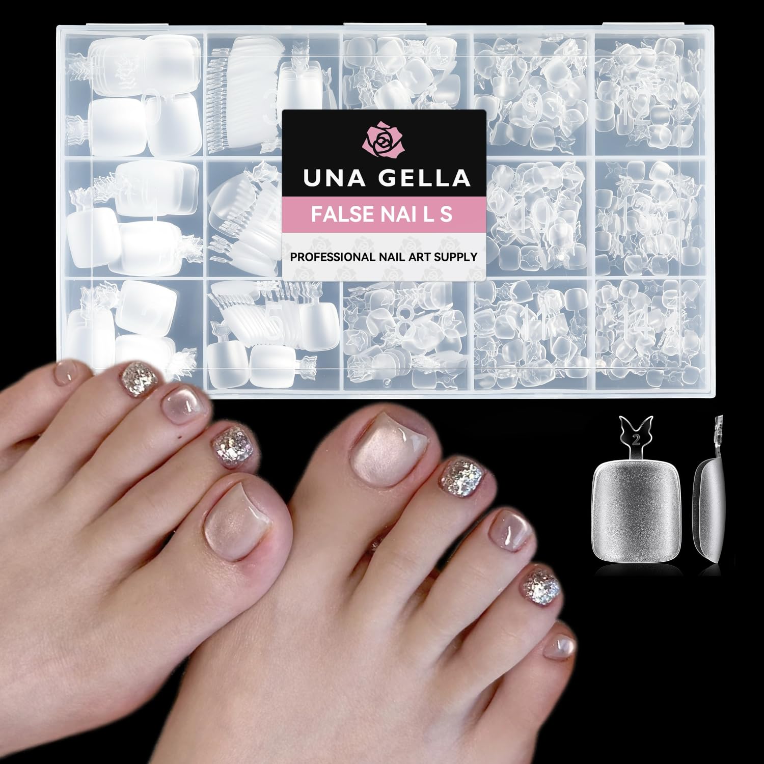 Buy now UNA GELLA Almond Gel Nail Tips, 504PCS Pre Etched Clear Fake Nails Tips Medium Almond Shape - 12 Sizes Full Cover Soft Acrylic Press On Nail Extensions No C Curve Gift for Diy at Home Squavol Toe Nail Tips at indiglob india