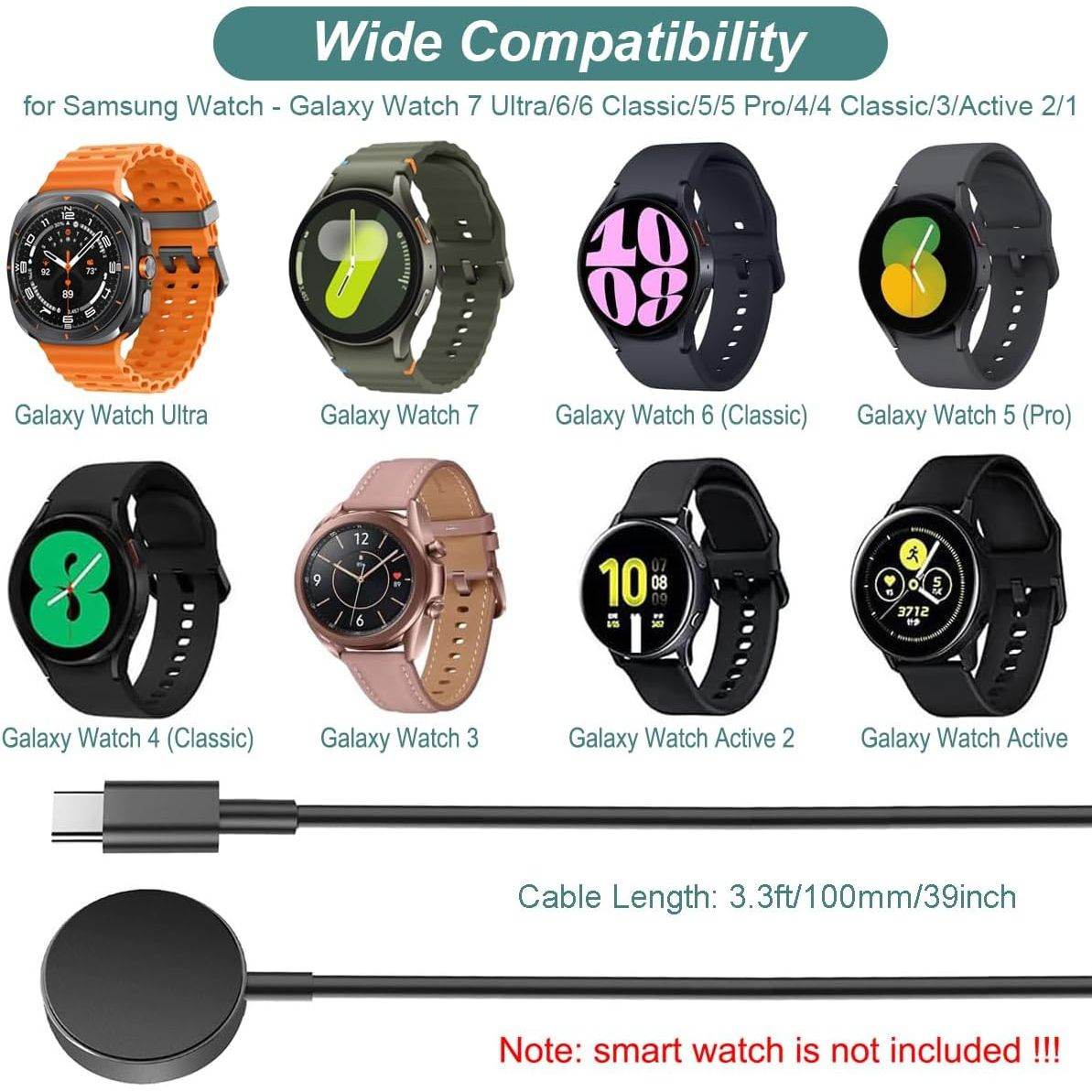 Charger for Samsung Watch - Galaxy Watch 7 Ultra/6/6 Classic/5/5 Pro/4/4 Classic/3/Active 2/Active Charging Cable with Alumium Case (USB-C) - My Store