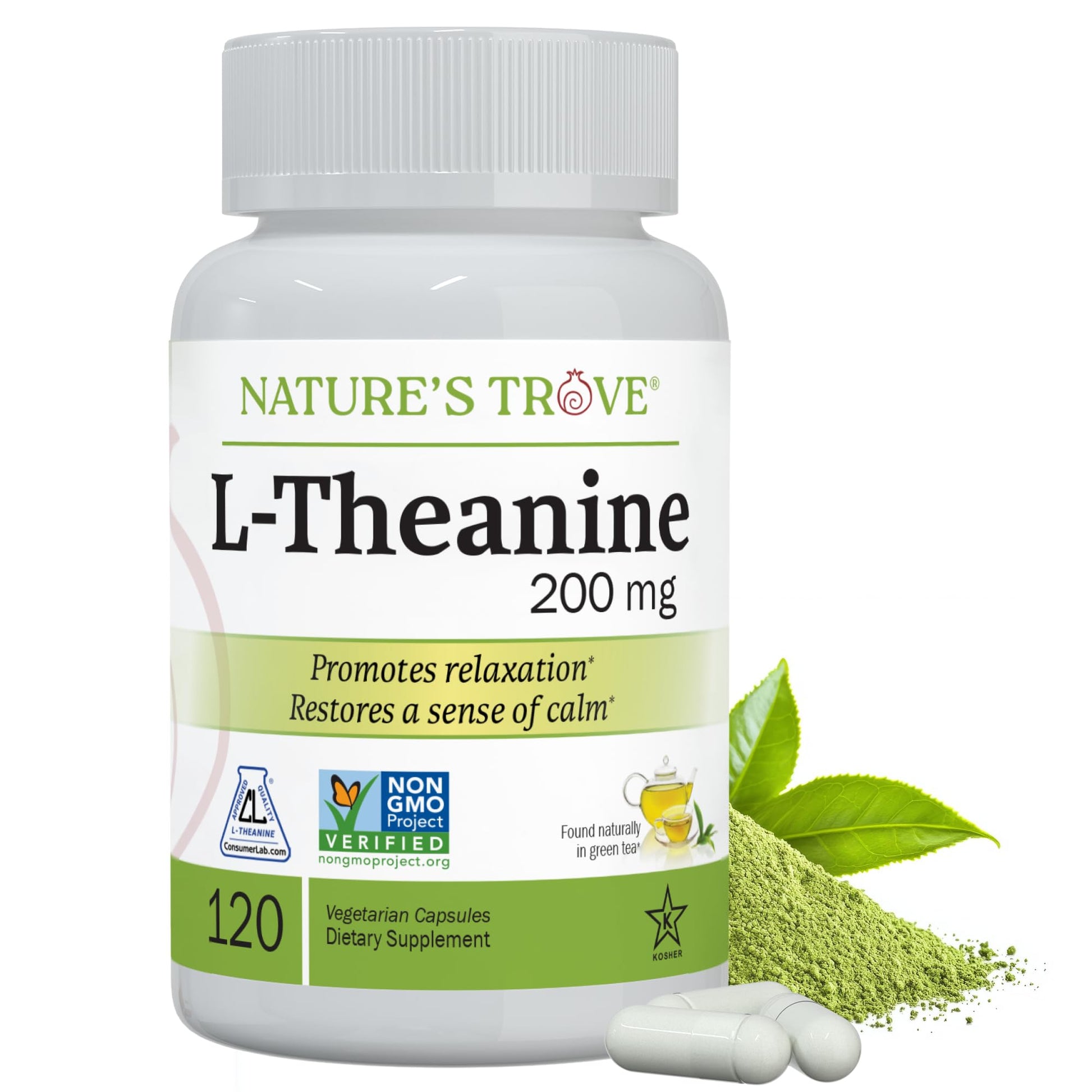 Buy now Nature's Trove L-Theanine 200mg 120 Vegetarian Capsules at indiglob india