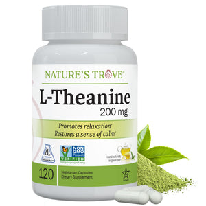Buy now Nature's Trove L-Theanine 200mg 120 Vegetarian Capsules at indiglob india