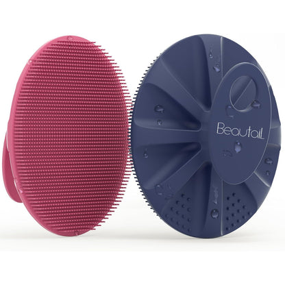 Silicone Body Scrubber Shower Bath Wash Brush Gentle Exfoliating Scrub Cleansing Loofah for Women Men Baby Sensitive Skin, Easy to Clean, Lather Nicely, More Hygienic, 1 Pack, Black