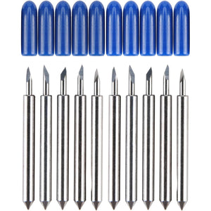 HQMaster 60 Degree Tungsten Steel Lettering Blade Vinyl Cutter Blades for Roland Cutting Plotter, Blue Cap Pack of 10