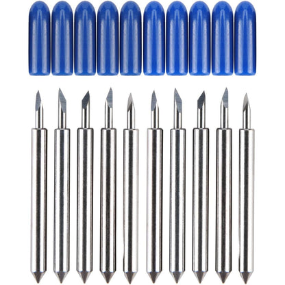 HQMaster 60 Degree Tungsten Steel Lettering Blade Vinyl Cutter Blades for Roland Cutting Plotter, Blue Cap Pack of 10