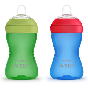 Philips Avent Spout Sippy Cup with Soft Spout and Leak-Proof Design, Blue/Green, 10oz, 2pk, SCF801/21
