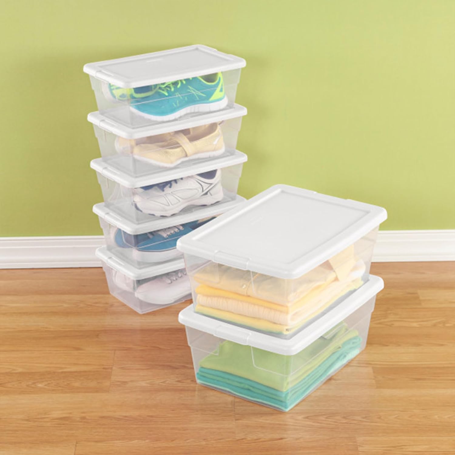 Buy now Sterilite 24-Pack 6 Quart Storage Box, Stackable Clear Plastic Bins with Snap-On Lids - Heavy-Duty Organizing Containers for Closet, Bathroom, and Office at indiglob india