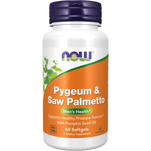 NOW Foods Supplements, Pygeum & Saw Palmetto with Pumpkin Seed Oil, Men's Health*, 60 Softgels