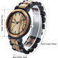 BEWELL Wood Watches for Men Week & Date Quartz Mens Wooden Watch