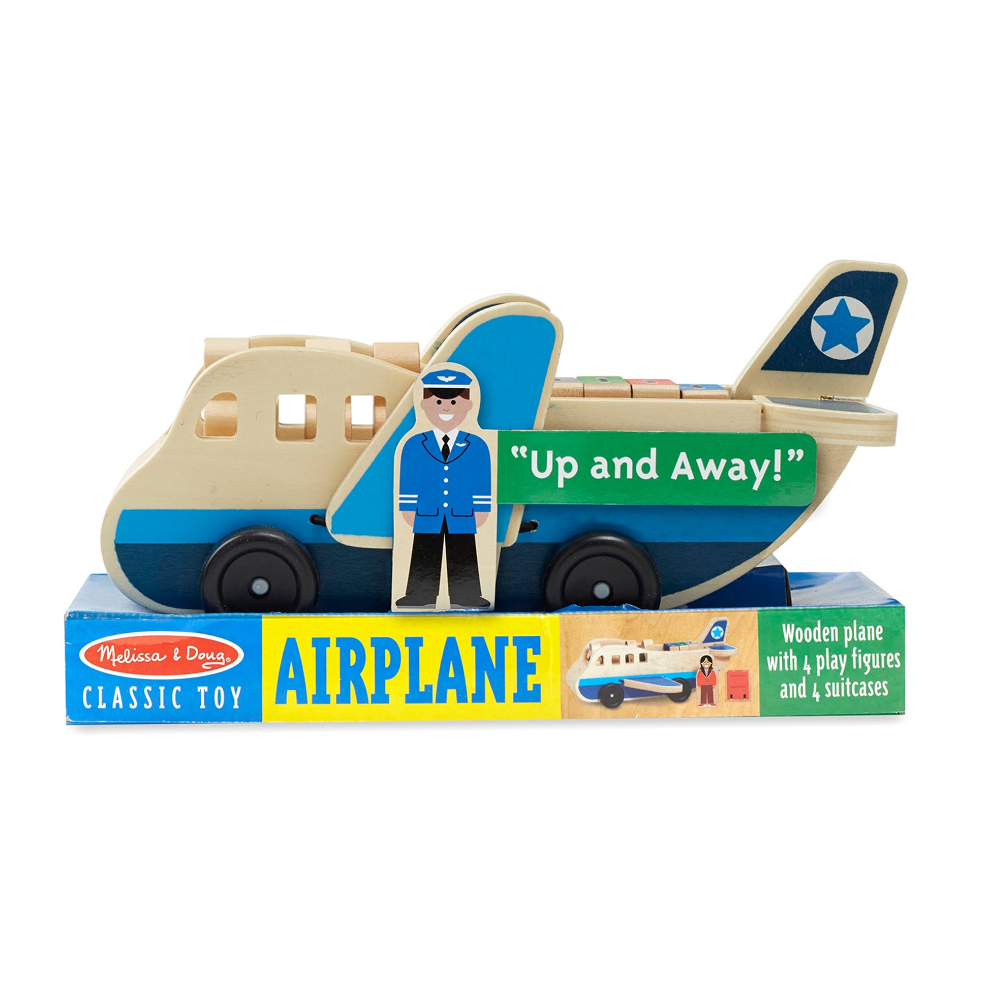 Buy now Melissa & Doug Wooden Airplane Play Set with 4 Play Figures and 4 Suitcases at indiglob india
