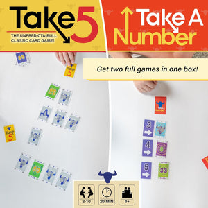 AMIGO Games Take 5 & Take a Number – Two Complete Games in One – Take 5 is The Classic 6 Nimmt! & Take a Number is Also Known as X Nimmt! – Classic Card Games for Kids & Adults Ages 8 & Older