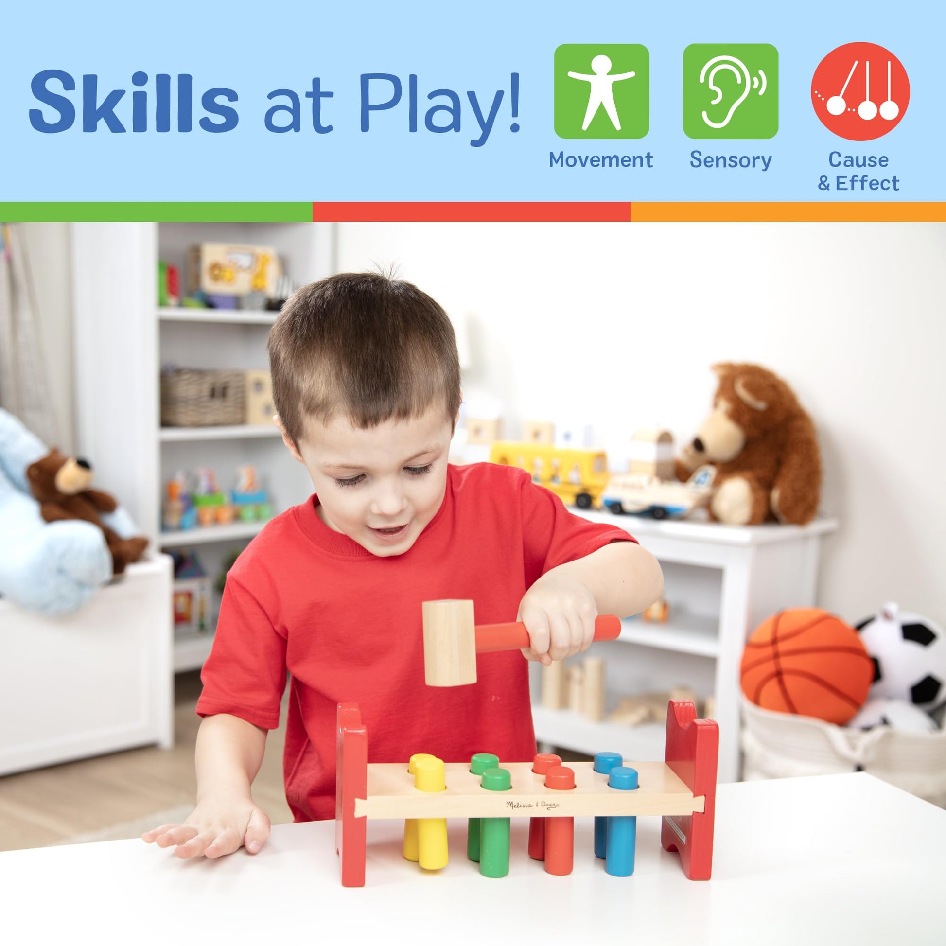 Buy now Melissa & Doug Deluxe Wooden Pound-A-Peg Toy With Hammer - FSC Certified at indiglob india