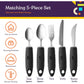 Special Supplies Adaptive Utensils (5-Piece Kitchen Set) Wide, Non-Weighted, Non-Slip Handles for Hand Tremors, Arthritis, Parkinson’s or Elderly Use (Black)
