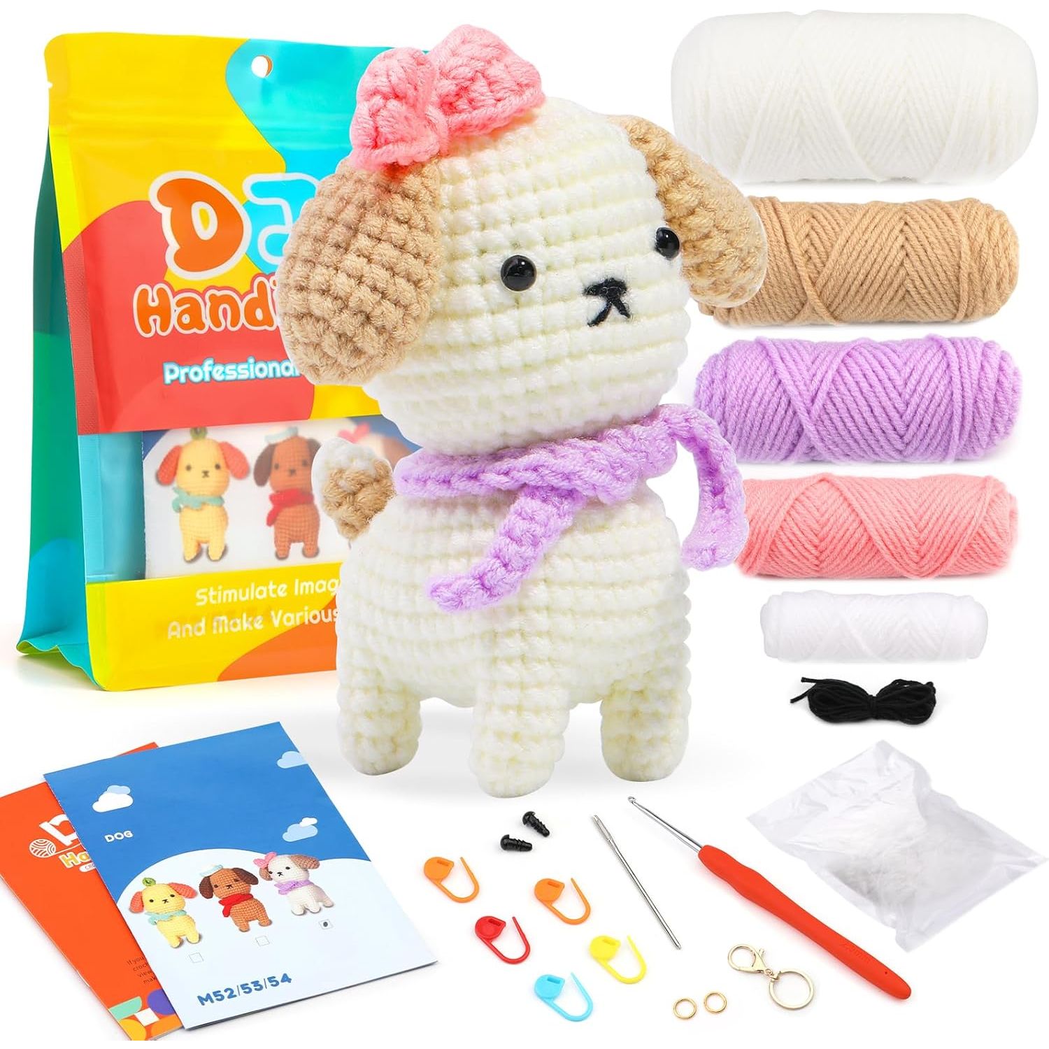 Buy now ZMAAGG Beginners Crochet Kit, Crochet Animal Kit, Knitting Kit with Yarn, Polyester Fiber, Crochet Hooks, Step-by-Step Instructions Video, Crochet Starter Kit for Beginner DIY Craft Art (Penguin) White Dog at indiglob india