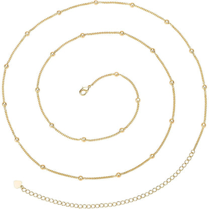 Adjustable 18k Gold Plated Waist Chain, Beach Bikini Body Chain, Handmade Boho Belly Chain