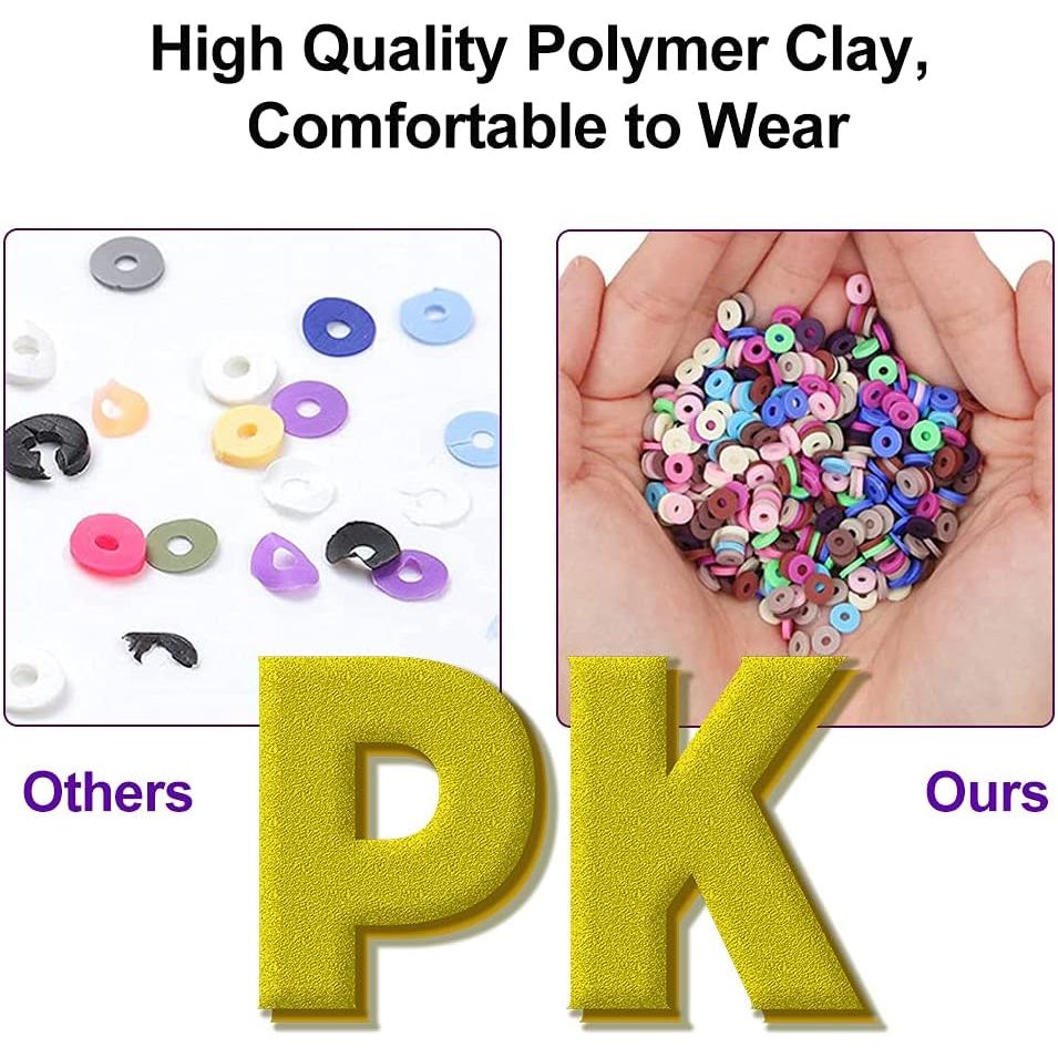 Buy now PANO Preppy 6480 PCS Flat Clay Heishi Disc Beads for Jewelry Making, Rainbow Rubber Beads for DIY Craft Bracelets/Necklace/Pendant, 18 Colors, 6mm at indiglob india