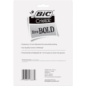 BIC Cristal Xtra Bold Ballpoint Pens, Bold Point (1.6mm) For Vivid And Dramatic Lines, Assorted Colors, 24-Count Pack, Perfect Ink Pens