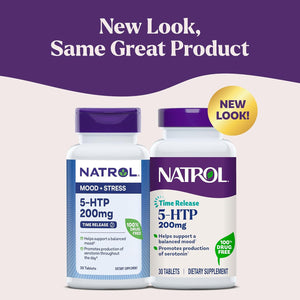 Natrol 5-HTP 200 mg, Time Release, Support a Balanced Mood, Dietary Supplement Provides Serotonin Production Throughout The Day, 30 Tablets, Up to a 30 Day Supply
