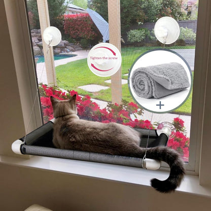 Lcybem Cat Window Perch - Hammock With Plush Pad, Space Saving Bed, Pet Resting Seat Safety Holds Two Large Cats, Providing All Around 360 Sunbathe for Indoor