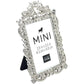 Bejeweled Silver Tone Metal Mini Picture Frame, 2.5" x 3.5"