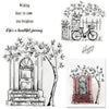 Door Bike Tree Scenery Clear Stamps for Card Making and Photo Album Decorations, Blessing Words Transparent Rubber Stamps Seal for DIY Scrapbooking - Style 1:bike Door Words