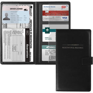 GNEGNI Leather Car Registration and Insurance Card Holder, Auto Truck Document Holder Vehicle Glove Box Paperwork Organizer Wallet with Magnetic Closure for License, Cards & Essential Documents