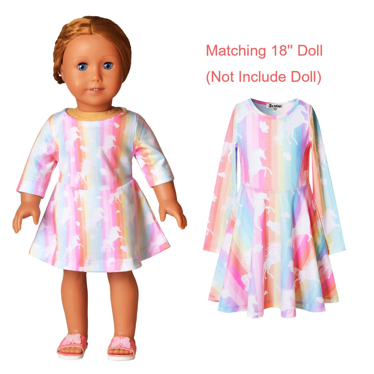 Buy now Striped Unicorn Dresses Matching Doll&Girls Birthday Outfit 4t 5t at indiglob india