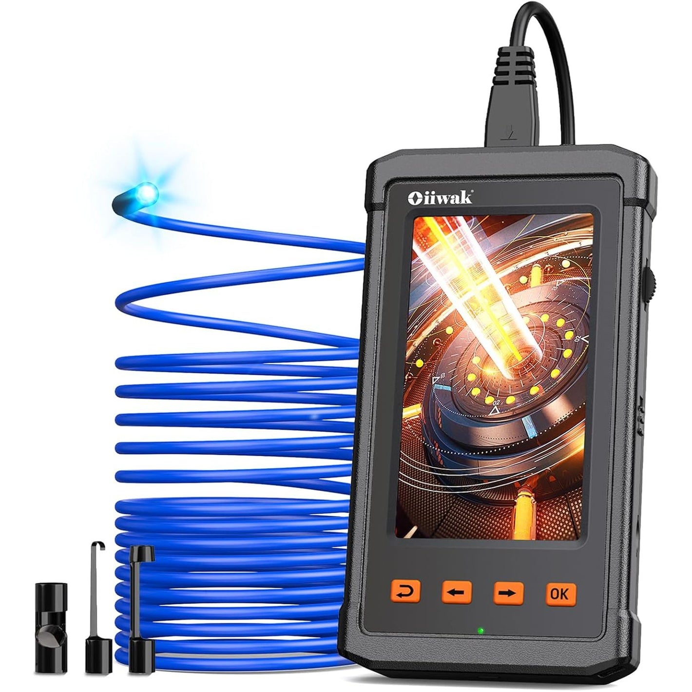 Oiiwak Endoscope Camera with Light, 5.5 mm Borescope, 4.3" IPS Screen HD Digital Snake Inspection Camera, IP67 Waterproof for Drain, Plumbing, Wall, Automotive- 3.5 m/11.5 ft