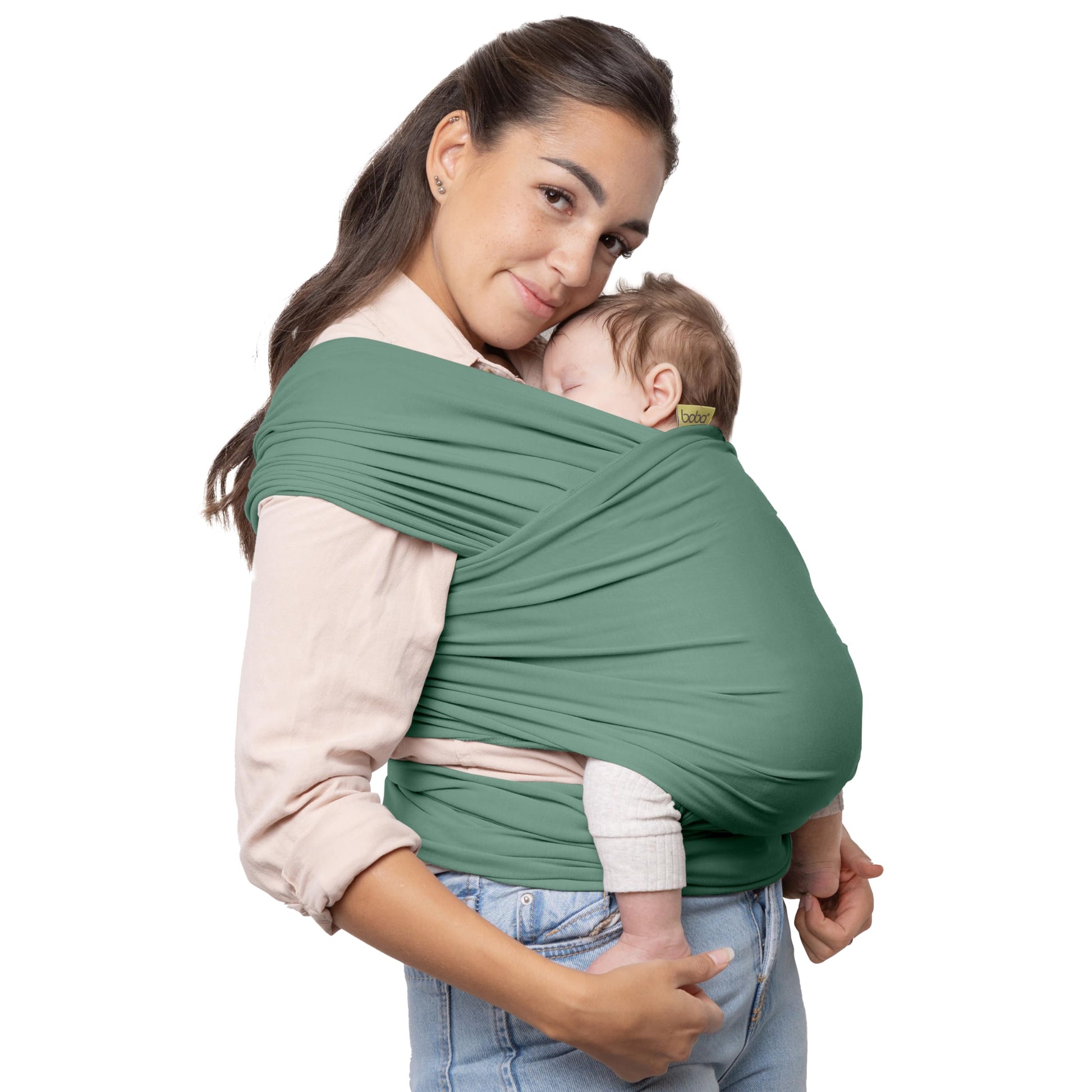 Buy now Boba Baby Wrap Carrier – Original Baby Sling Carrier for Newborns (7–35 lbs), Soft, Secure, Hands-Free & Ergonomic, Ideal for Comfortable Bonding, New Parents (Grey) Cotton Sage Green at indiglob india