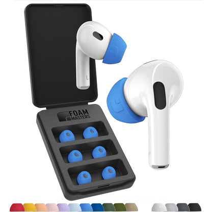Foam Masters Ultra-Premium Memory Foam Ear Tips for AirPods Pro 1st & 2nd Gen | 3 Pairs | New Ver. | Secure Fit | Super Comfort | Better Noise Cancel | Replacement Buds (Medium, White)