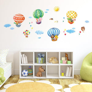 DECOWALL DA-1406B Animal Hot Air Balloons Kids Wall Stickers Wall Decals Peel and Stick Removable Wall Stickers for Kids Nursery Bedroom Living Room décor