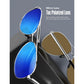 LUENX Aviator Sunglasses for Men Women Polarized - Silver Frame Blue Lens Mirrored Driving uv 400 Protection