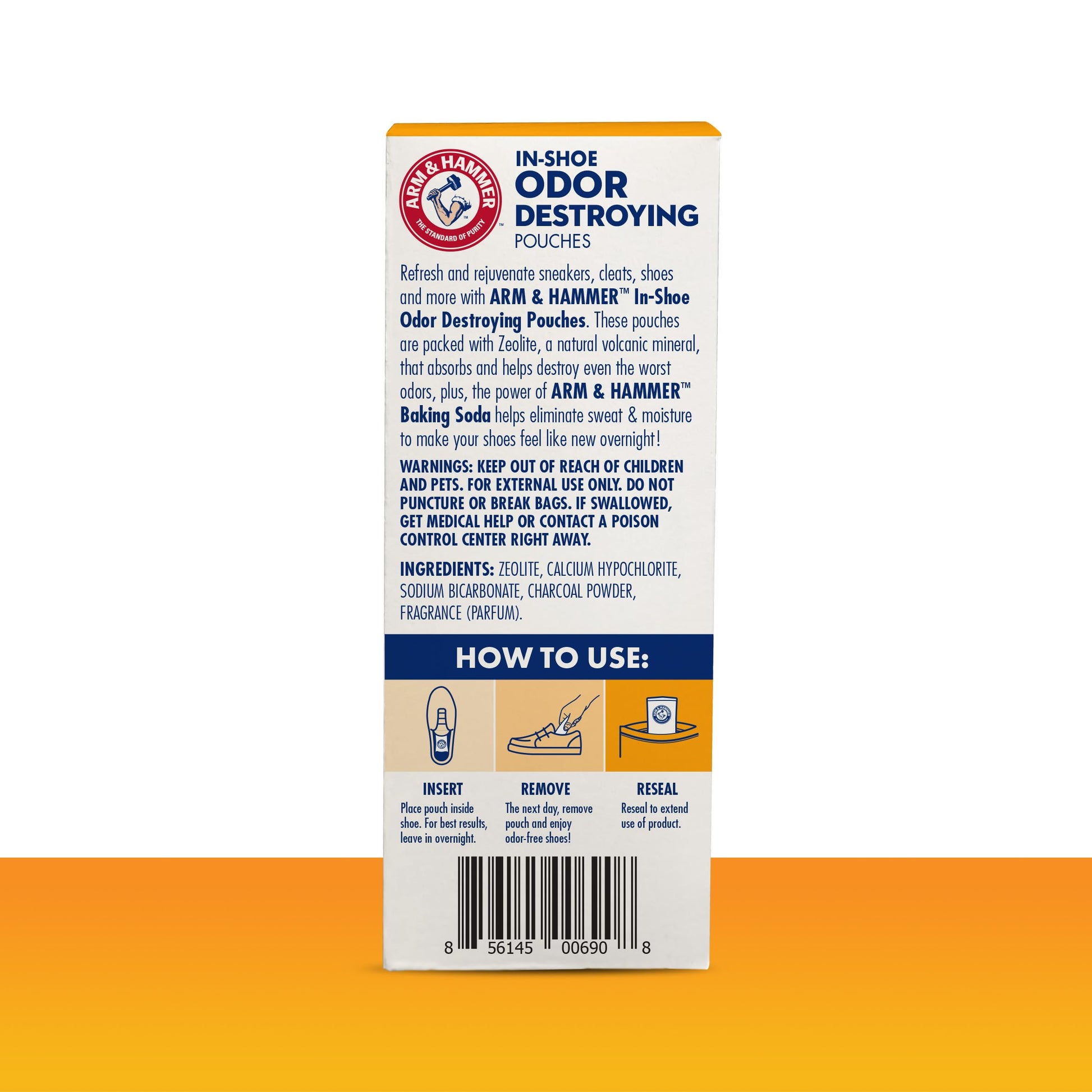 Buy now Arm & Hammer In-Shoe Odor Destroying Pouches, Shoe Deodorizer Insert for Reducing Odor and Absorbing Moisture, Smell Eliminator for All Footwear, Gym Bags and Work Boots (4 Pouches) at indiglob india