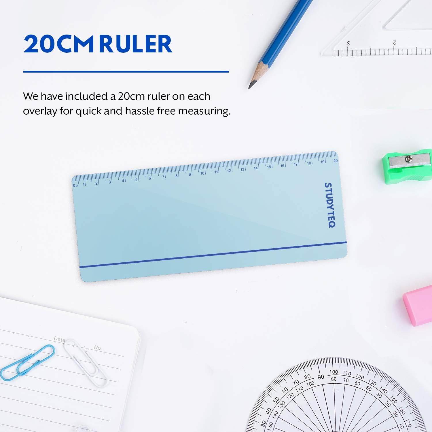 15 x Studyteq Professional Dyslexia Colored Reading Overlays and Rulers + Protective Case | Reading Tracking Rulers for Visual Stress, Dyslexia, Irlens Syndrome, and ADHD - My Store
