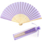 24pcs Imitated Silk Hand Fan Imitated Silk Fabric Bamboo Handheld Folded Fan Bridal Dancing Props Church Wedding Party Favors with Organza Bags (Cream)