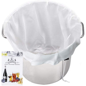 3pcs Brew Bags Reusable 175 Micron Fine Mesh Bag, All Purpose Food Strainer - Food Grade BPA-Free - Ultra Strong Fine Nylon Mesh, Grape Wine Press Drawstring Straining Brew in a Bag