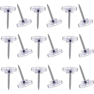 Clear Plastic Push Pins and Tacks - 150 Count, Suitable for Wall Hangings and Cork Boards, Flat Head