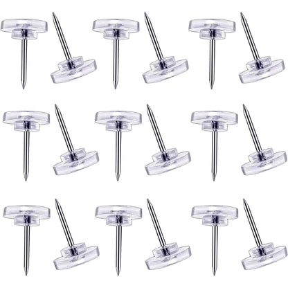 Clear Plastic Push Pins and Tacks - 150 Count, Suitable for Wall Hangings and Cork Boards, Flat Head