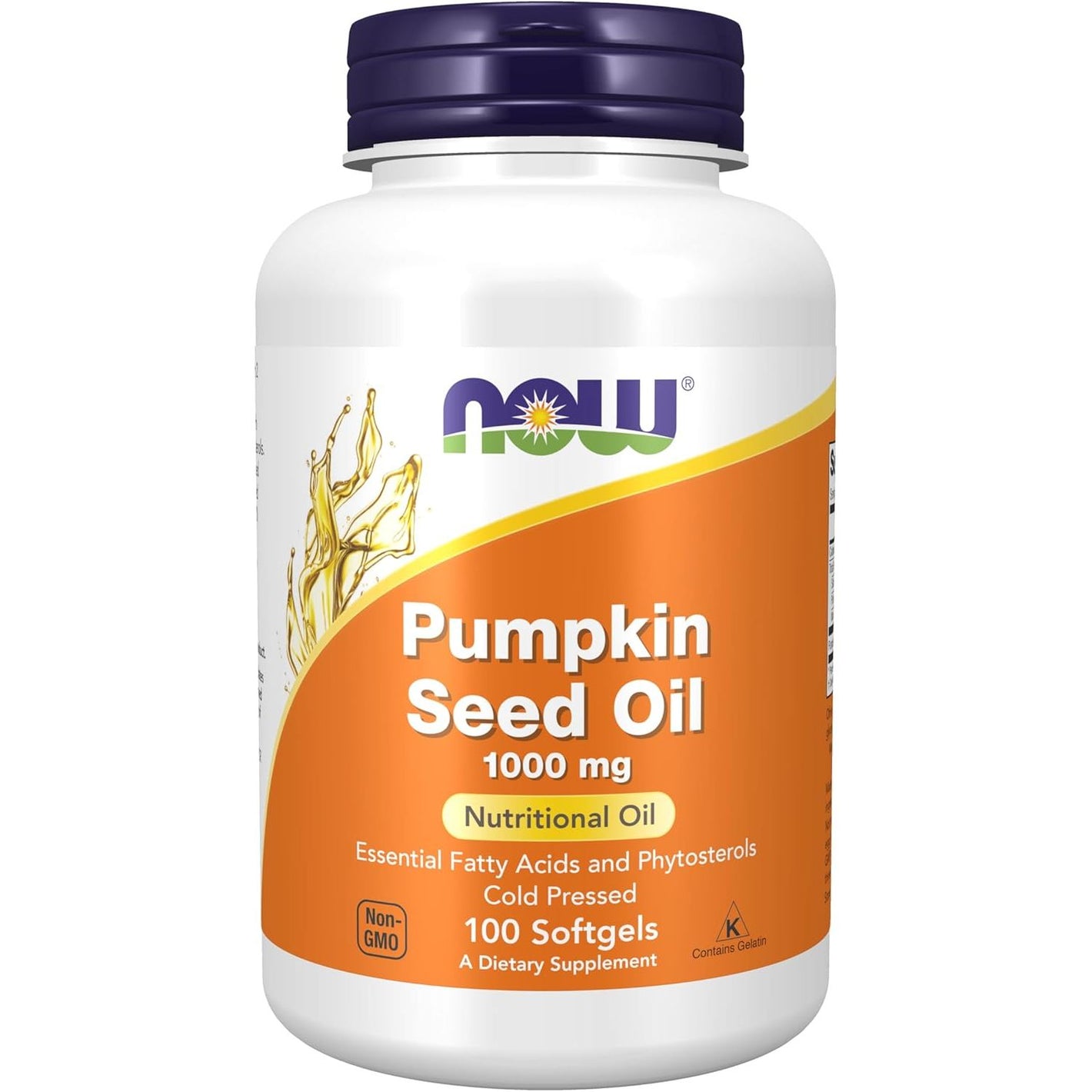 NOW Supplements, Pumpkin Seed Oil 1000 mg with Essential Fatty Acids and Phytosterols, Cold Pressed, 100 Softgels