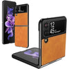 Foluu for Samsung Galaxy Z Flip 3 5G Case, Galaxy Z Flip 3 5G Leather Case, PU Leather + Hard PC Shell Ultra Thin Slim Durable Protective Phone Case Cover for Samsung Galaxy Z Flip 3 5G 2021 (Brown) - Yellow