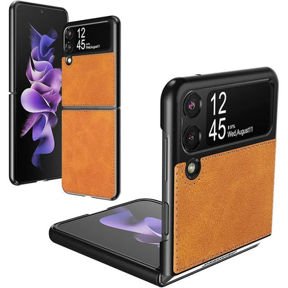 Foluu for Samsung Galaxy Z Flip 3 5G Case, Galaxy Z Flip 3 5G Leather Case, PU Leather + Hard PC Shell Ultra Thin Slim Durable Protective Phone Case Cover for Samsung Galaxy Z Flip 3 5G 2021 (Brown)