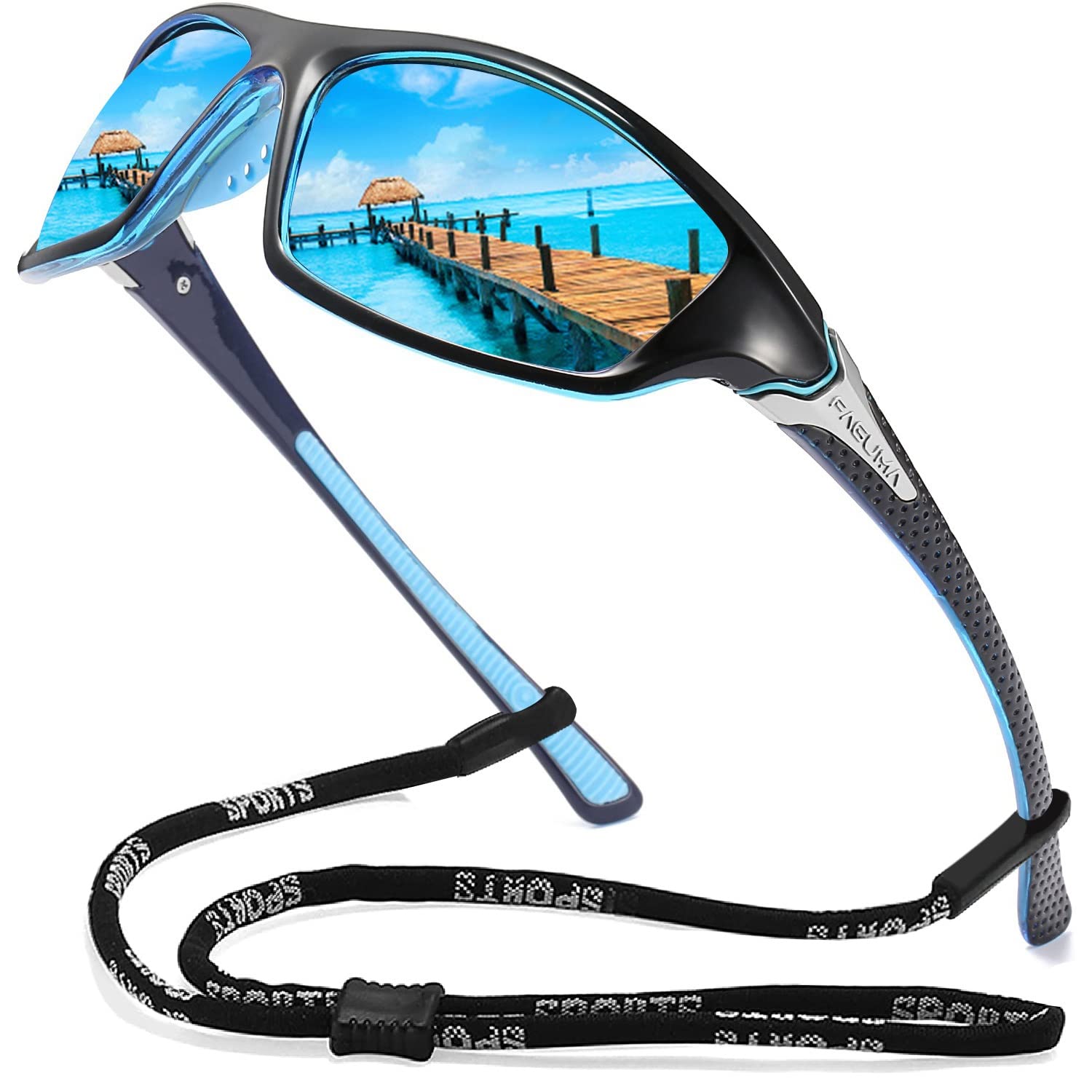 Buy now FAGUMA Sports Polarized Sunglasses For Men Cycling Driving Fishing UV400 Protection at indiglob india