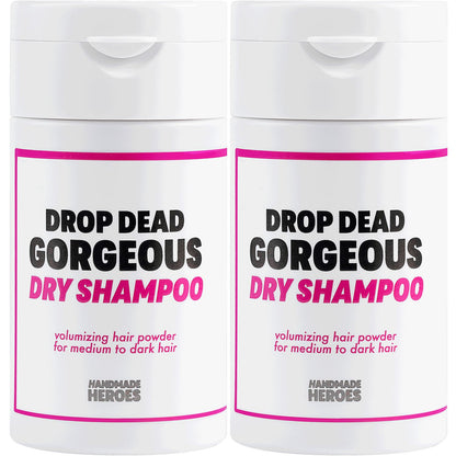 Handmade Heroes Non Aerosol Dry Shampoo Powder 1.8oz 100% Natural & Vegan Volumizing Powder For Dark Hair & Brunette Hair