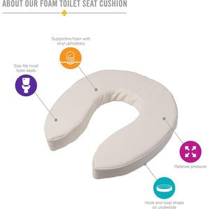 DMI Raised Toilet Seat Cushion and Cover to Add Extra Padding the while Relieving Pressure, Tear Resistant, FSA & HSA Eligible, 2 Inch Pad, White